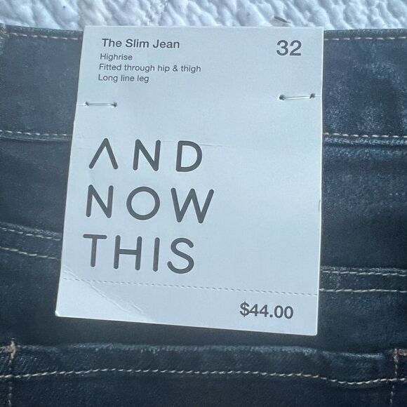 NWT And Now This The Slim Jean High Rise Long line Leg Dark Rinse Jeans sz 32 - Picture 12 of 13